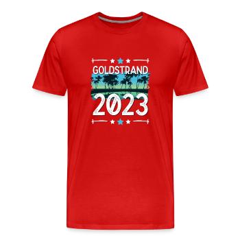 Goldstrand 2023 - Männer Premium Bio T-Shirt - Rot - Vorne - Damien (186cm)