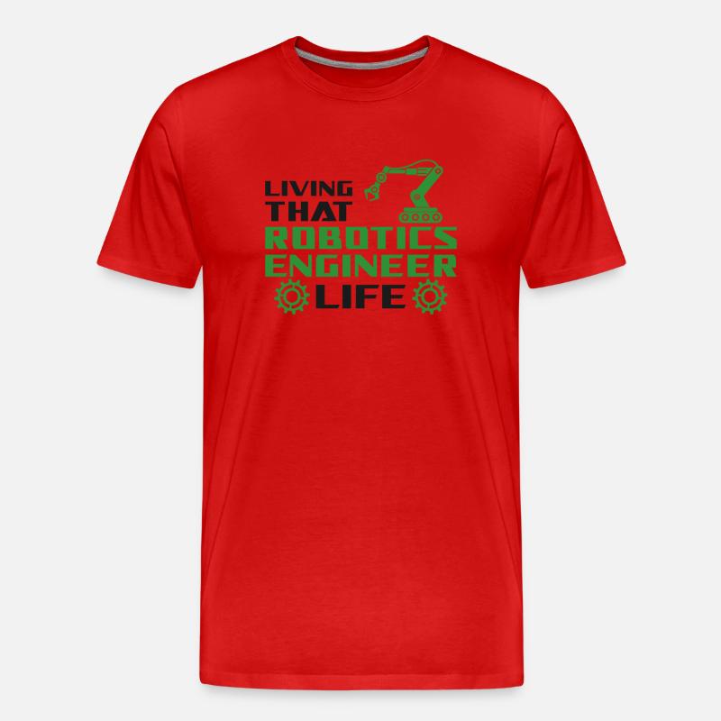Robot Robotics Engineer Living - Männer Premium Bio T-Shirt - Rot