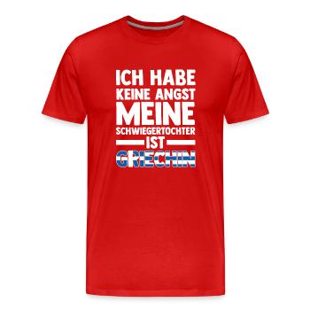 Ich habe keine Angst meine Schwiegertochter ist Gr - Männer Premium Bio T-Shirt - Rot - Vorne - Damien (186cm)