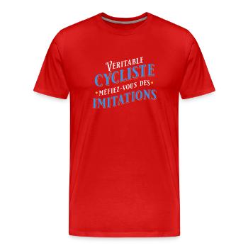 Cycliste, idée cadeau pour passionné vélo Cyclisme - T-shirt bio Premium Homme - rouge - Devant - Damien (186cm)