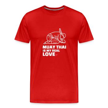 J’adore le Muay Thai - T-shirt bio Premium Homme - rouge - Devant - Damien (186cm)