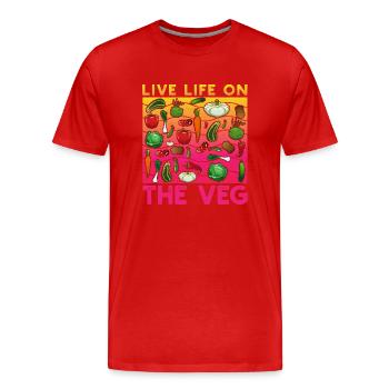 Live Life on the Veg - Men's Premium Organic T-Shirt - red - Front - Damien (186cm)