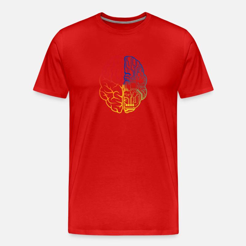 Programmeur Codeur - Développeur Programmation Cerveau - T-shirt bio Premium Homme - rouge