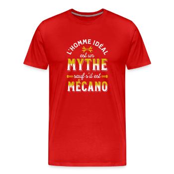 Mécanicien idée cadeau pour Garagiste mécanique - T-shirt bio Premium Homme - rouge - Devant - Damien (186cm)