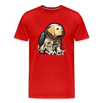 LabbiNaut Labrador Astronaute Papa chien - T-shirt bio Premium Homme - rouge - Devant - Damien (186cm)