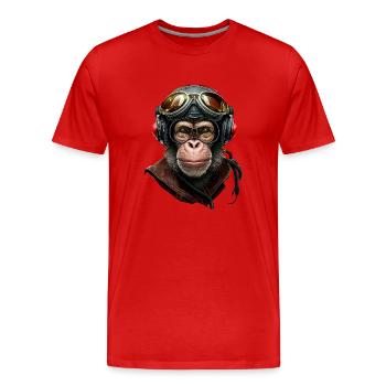 Chimpanzé - Singe - T-shirt bio Premium Homme - rouge - Devant - Damien (186cm)