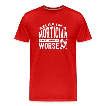 Gardiens de cadavres, pompes funèbres, salons funéraires - T-shirt bio Premium Homme - rouge - Devant - Damien (186cm)