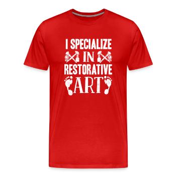 Gardiens de cadavres, pompes funèbres, salons funéraires - T-shirt bio Premium Homme - rouge - Devant - Damien (186cm)