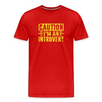 Méfiez-vous que je suis un introverti timide - T-shirt bio Premium Homme - rouge - Devant - Damien (186cm)