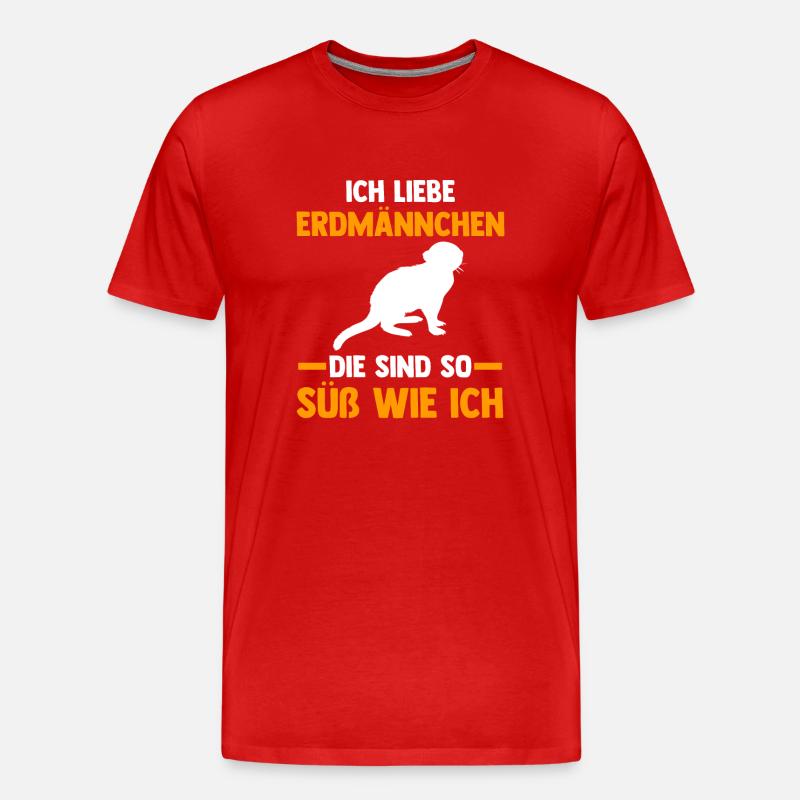 Ich liebe Erdmännchen - Männer Premium Bio T-Shirt - Rot