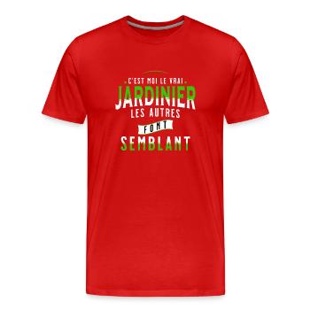 Jardin idée cadeau pour Jardinier Potager Citation - T-shirt bio Premium Homme - rouge - Devant - Damien (186cm)