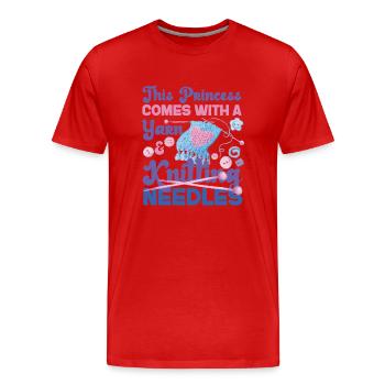 Knitting Knitter Girl This - Men's Premium Organic T-Shirt - red - Front - Damien (186cm)