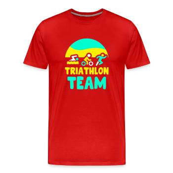 Triathlon Team Triathletin Triathlons Triathlet - Männer Premium Bio T-Shirt - Rot - Vorne - Damien (186cm)