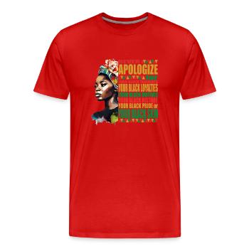 Black History et Juneteenth Proud Black Roots - T-shirt bio Premium Homme - rouge - Devant - Damien (186cm)