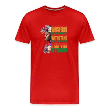 Storm BLM Black African Pride Mois de l’histoire des Noirs - T-shirt bio Premium Homme - rouge - Devant - Damien (186cm)