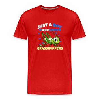 Juste un garçon qui aime les sauterelles - T-shirt bio Premium Homme - rouge - Devant - Damien (186cm)