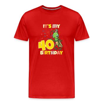 C’est mon 40e anniversaire Grasshopper - T-shirt bio Premium Homme - rouge - Devant - Damien (186cm)