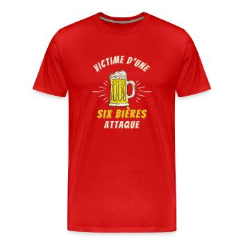 Apéro Idée Cadeau Bière Alcool Apéritif Cocktail - T-shirt bio Premium Homme - rouge - Devant - Damien (186cm)