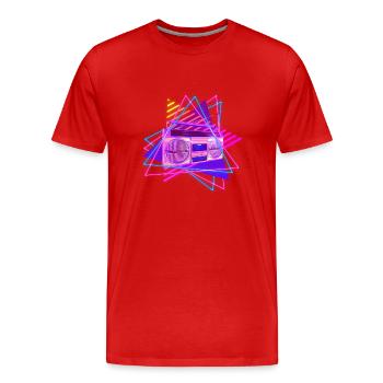 Fun disco rétro vintage radio stéréo 70's 80's - T-shirt bio Premium Homme - rouge - Devant - Damien (186cm)