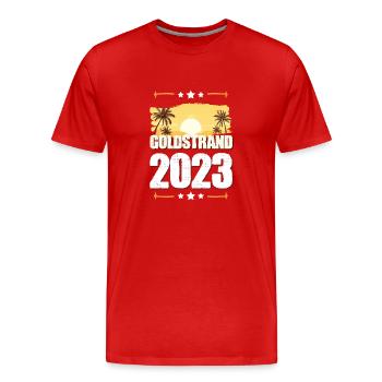 Sables d’or 2023 (Garantie du prix le plus bas) - T-shirt bio Premium Homme - rouge - Devant - Damien (186cm)