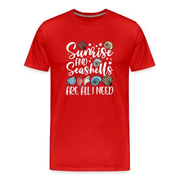 Collecting shells - Men's Premium Organic T-Shirt - red - Front - Damien (186cm)