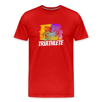 Triathlet Triathletin Triathlons Sport Triathlon - Männer Premium Bio T-Shirt - Rot - Vorne - Damien (186cm)