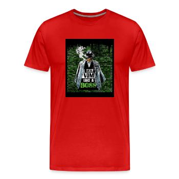 I Exit VIM like a Boss for Linux Linux Lover and - Männer Premium Bio T-Shirt - Rot - Vorne - Damien (186cm)