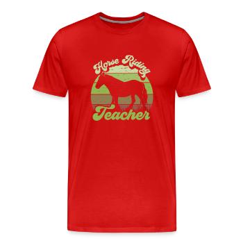 Moniteur d’équitation Cours d’équitation Équitation - T-shirt bio Premium Homme - rouge - Devant - Damien (186cm)