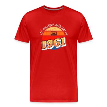 1961 Cadeau Pour anniversaire année de naissance - T-shirt bio Premium Homme - rouge - Devant - Damien (186cm)