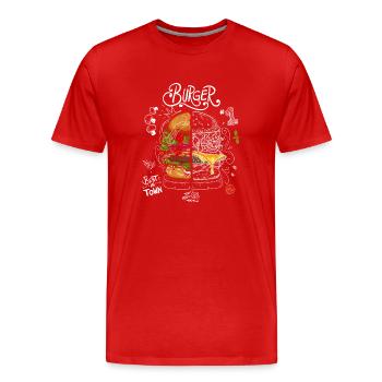 Best Burger Tafel - Rezept - Männer Premium Bio T-Shirt - Rot - Vorne - Damien (186cm)