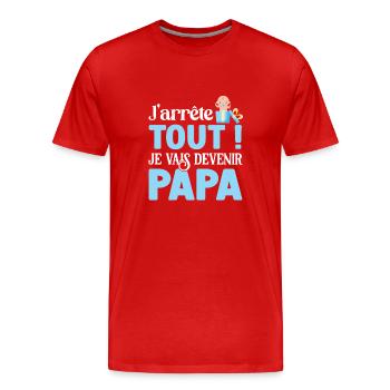 Futur papa - T-shirt bio Premium Homme - rouge - Devant - Damien (186cm)
