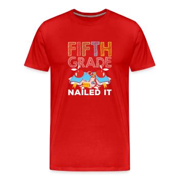 5 classes terminées École cinquième année Cinquième année - T-shirt bio Premium Homme - rouge - Devant - Damien (186cm)