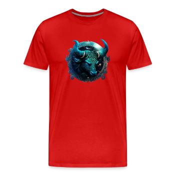 Portez votre signe du zodiaque astrologique avec fierté: Taureau - T-shirt bio Premium Homme - rouge - Devant - Damien (186cm)
