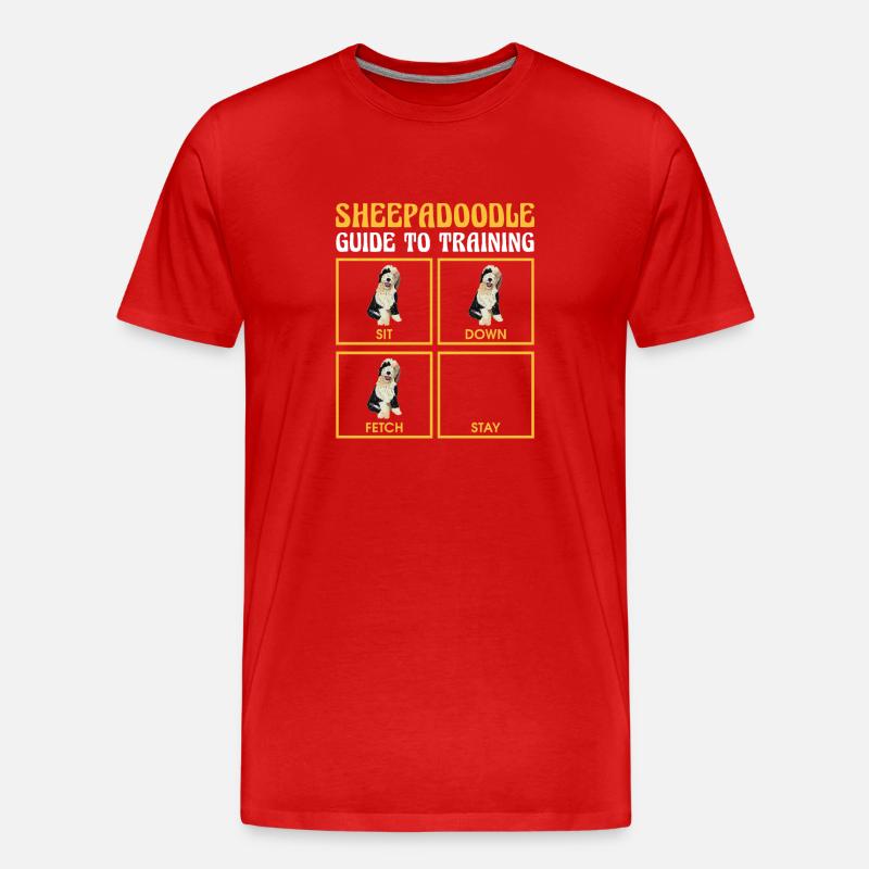 Sheepadoodle Doodle Hund - Männer Premium Bio T-Shirt - Rot