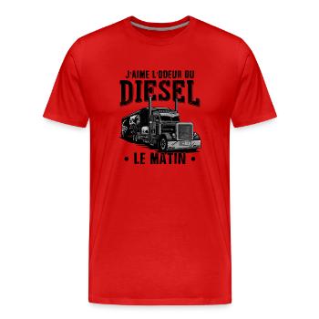 Chauffeur Camion Routier - T-shirt bio Premium Homme - rouge - Devant - Damien (186cm)