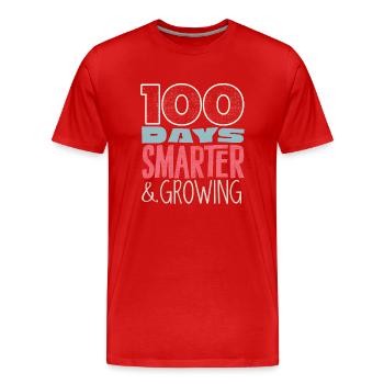 100 days school, 100 days smarter, school - Men's Premium Organic T-Shirt - red - Front - Damien (186cm)