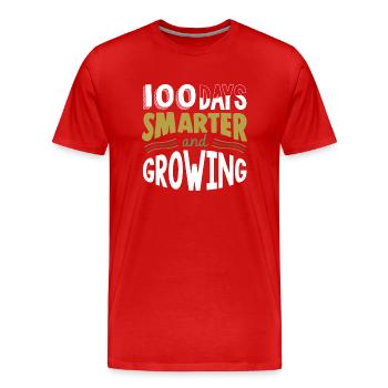 100 days school, 100 days smarter, school - Men's Premium Organic T-Shirt - red - Front - Damien (186cm)