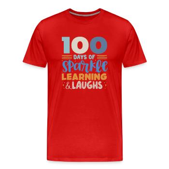 100 days school, 100 days smarter, school - Men's Premium Organic T-Shirt - red - Front - Damien (186cm)