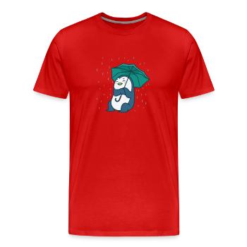 Pingouin avec un parapluie Antarctique - T-shirt bio Premium Homme - rouge - Devant - Damien (186cm)