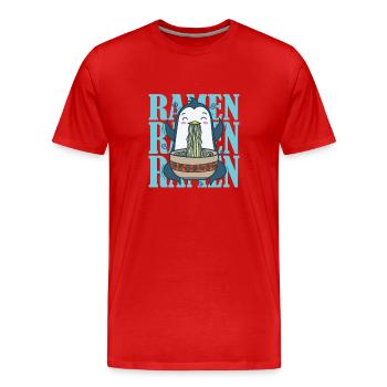 Pingouin avec nouilles ramen Oiseau antarctique - T-shirt bio Premium Homme - rouge - Devant - Damien (186cm)