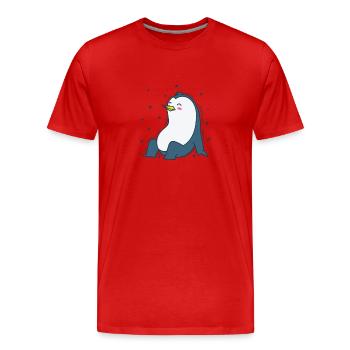 Le pingouin et le ciel nocturne Antarctique - T-shirt bio Premium Homme - rouge - Devant - Damien (186cm)