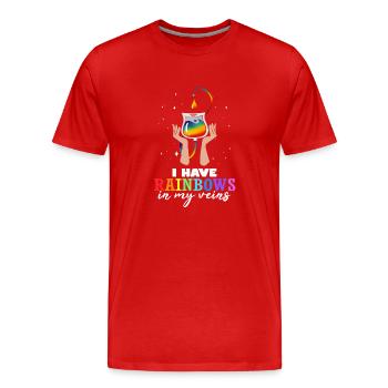 Rainbow Veins LGBTQ Pride Month Gay Lesbienne - T-shirt bio Premium Homme - rouge - Devant - Damien (186cm)