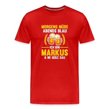 Markus - Männer Premium Bio T-Shirt - Rot - Vorne - Damien (186cm)