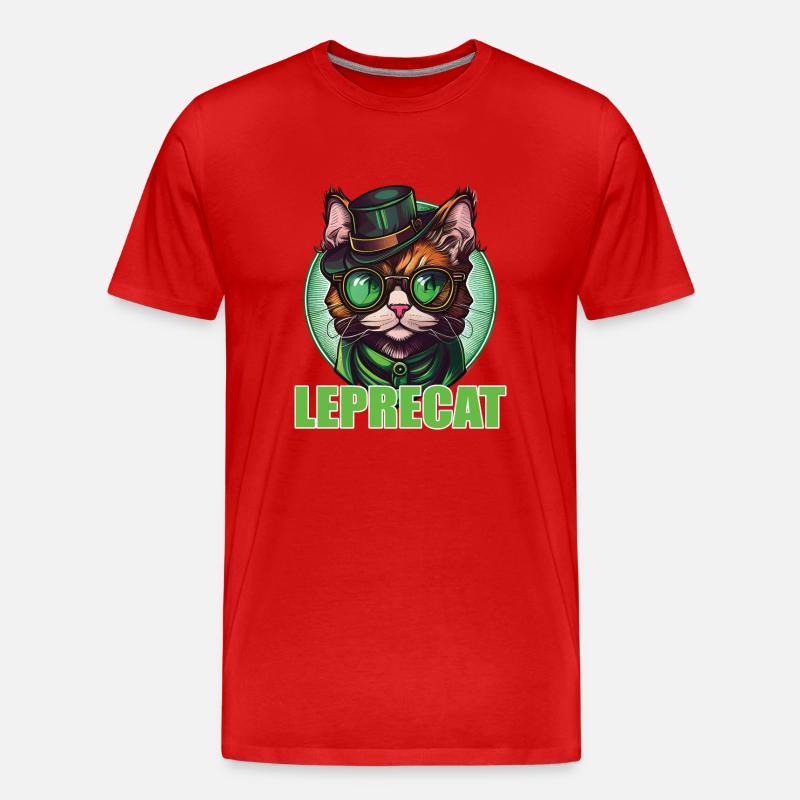 St. Patricks Day Katze - Männer Premium Bio T-Shirt - Rot