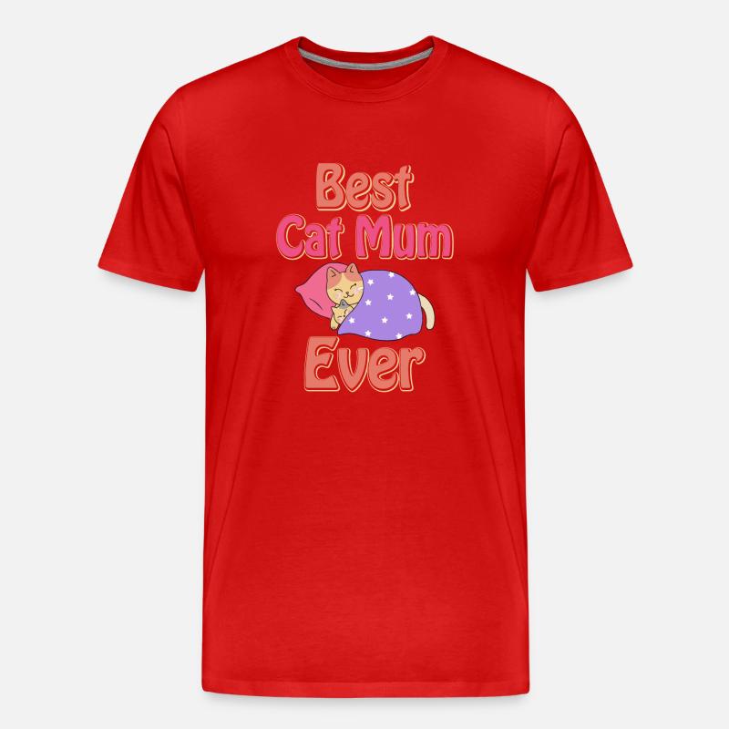 Beste Katzen Mutter - Männer Premium Bio T-Shirt - Rot
