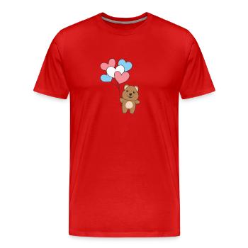 Transgender Flag Balloon Heart Pride LGBTQ Quokka - T-shirt bio Premium Homme - rouge - Devant - Damien (186cm)