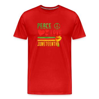 Peace Love Juneteenth Black African American - T-shirt bio Premium Homme - rouge - Devant - Damien (186cm)