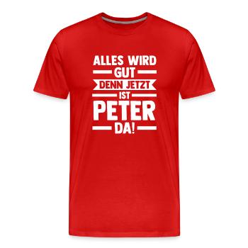 Peter - Männer Premium Bio T-Shirt - Rot - Vorne - Damien (186cm)