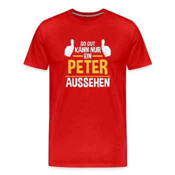 Peter - Männer Premium Bio T-Shirt - Rot - Vorne - Damien (186cm)
