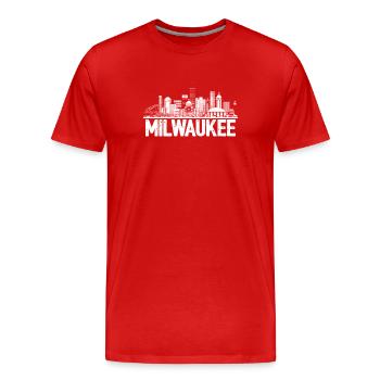 Horizon de Milwaukee - T-shirt bio Premium Homme - rouge - Devant - Damien (186cm)